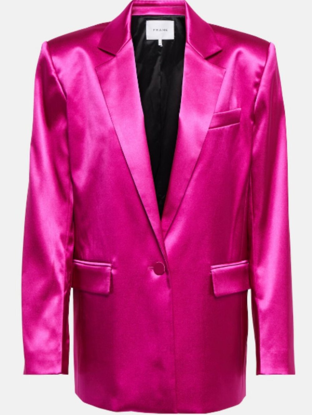 FRAME Satin Strong Shoulder Blazer